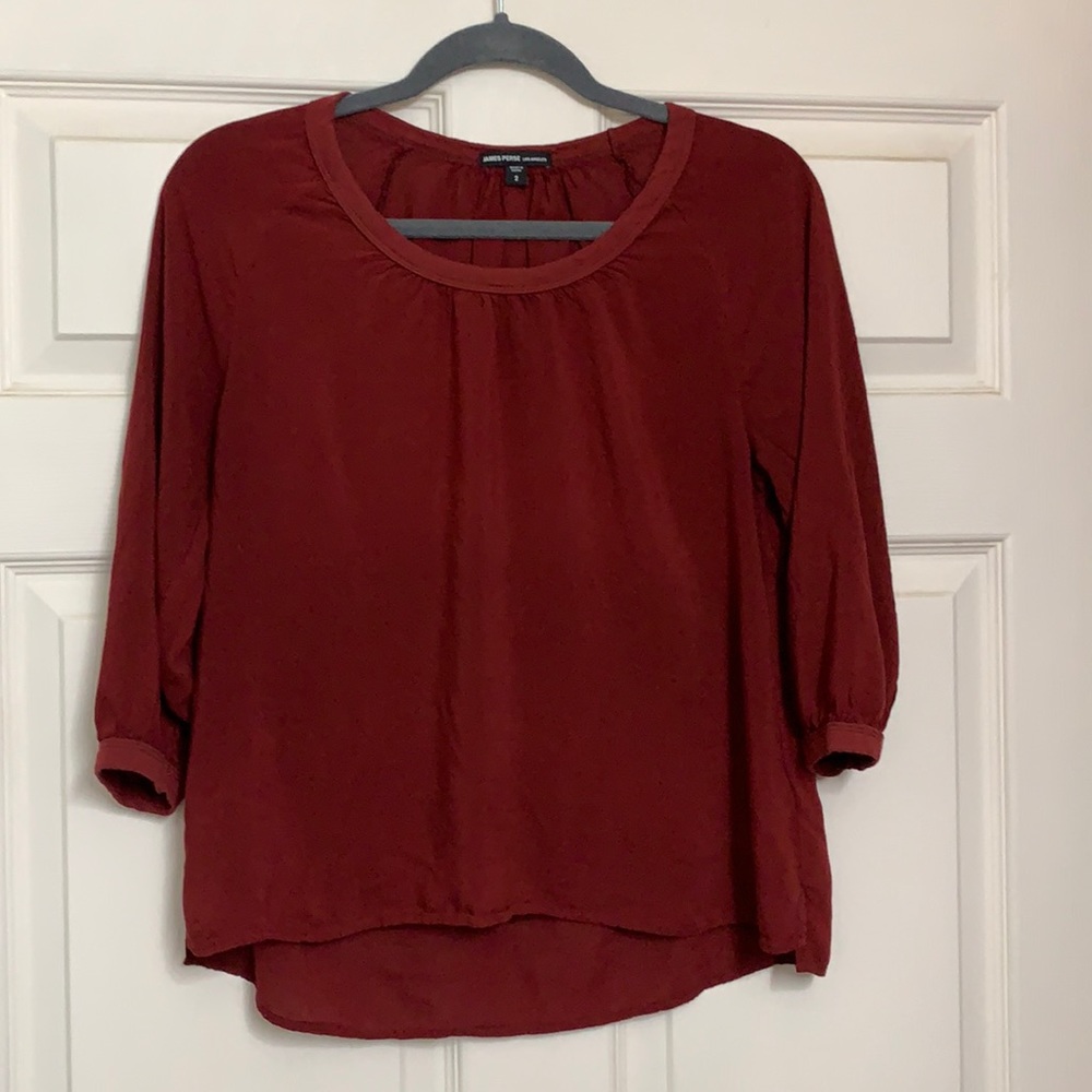 James Perse 3/4 sleeve peasant blouse, Maroon, Size:2 (Medium) (EUC)